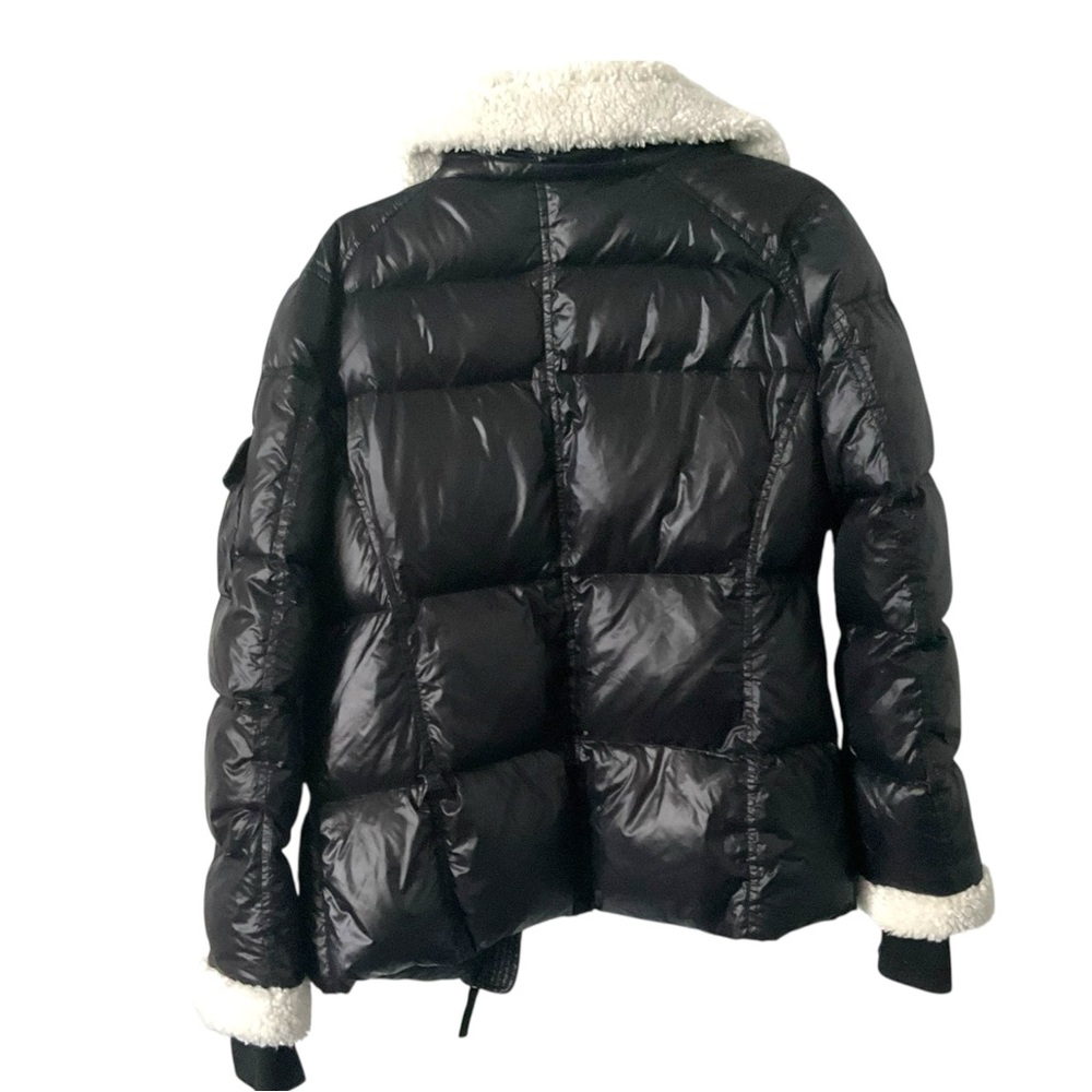 AQUA Black Puffer Faux Fur Sherpa Bomber Jacket L Women Lagenlook Grunge Casual - Picture 4 of 8